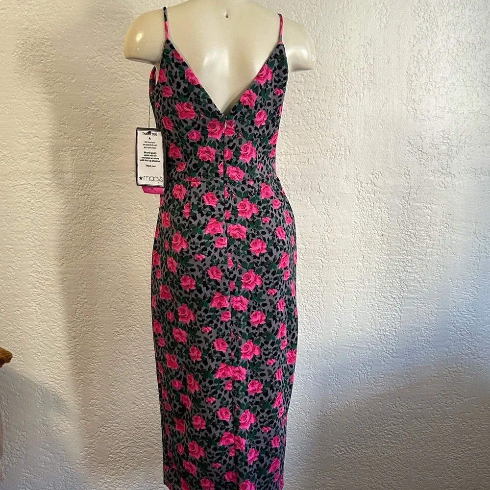 BETSY JOHNSON  floral spaghetti stripes bodycon dress NWT sz 4 - Picture 4 of 15